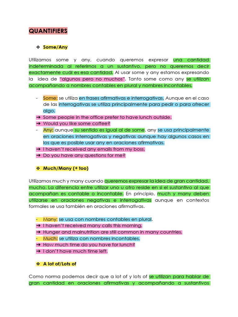 QUANTIFIERS | PDF