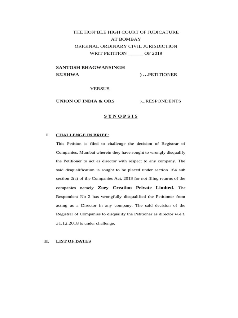 Synopsis - AS PER PRACTICE NOTE 51 | PDF | Political Law | Public Law