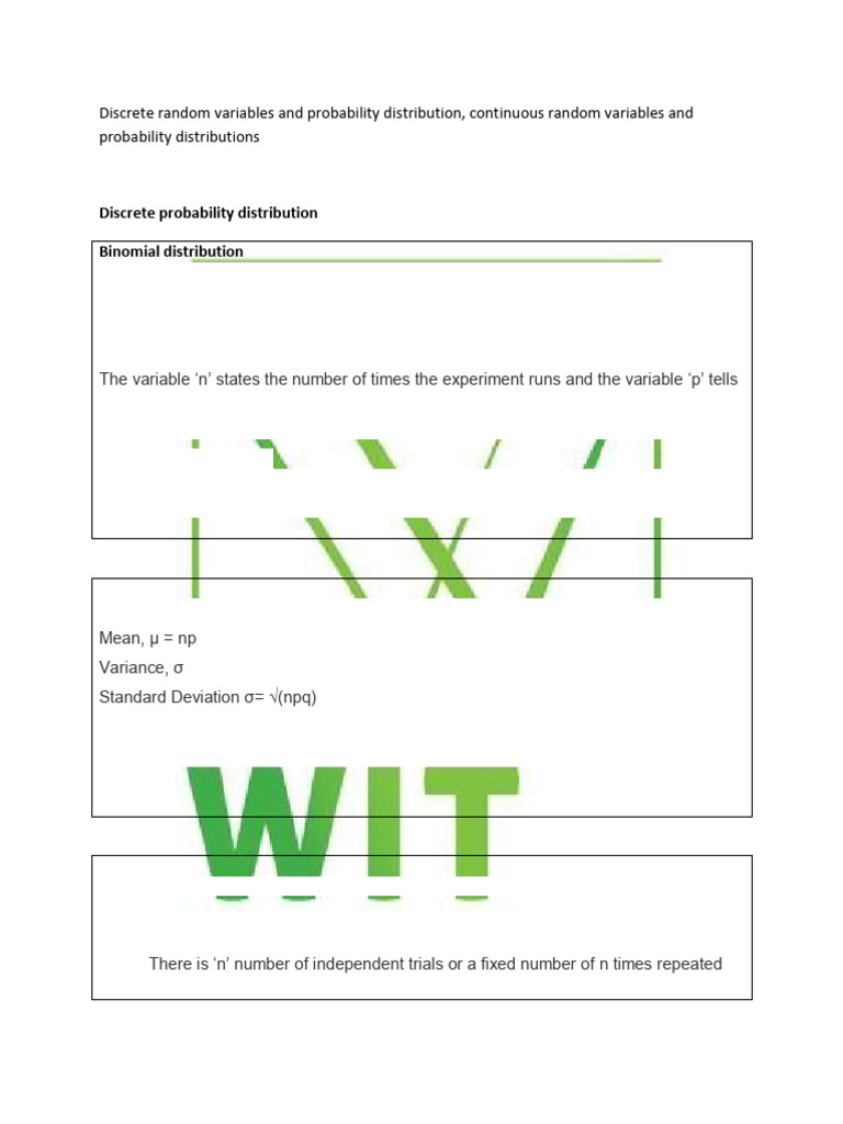 Discrete Con RV and Distribution | PDF | Probability Distribution ...