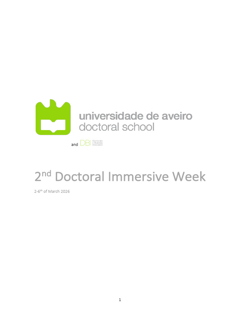 2nd Doctoral Immersive Week Handbook 2026.v1 | PDF
