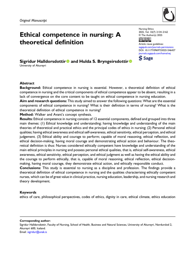 Documento 4 - Ethical Competence in Nursing | PDF | Nursing | Courage