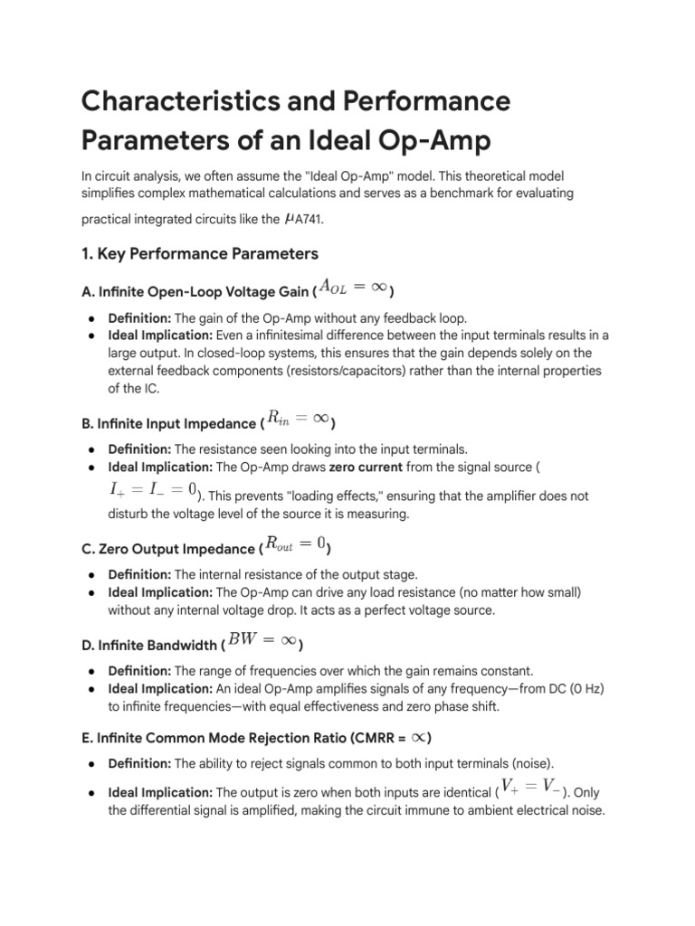 Characteristics of An Ideal Op-Amp | PDF | Operational Amplifier ...