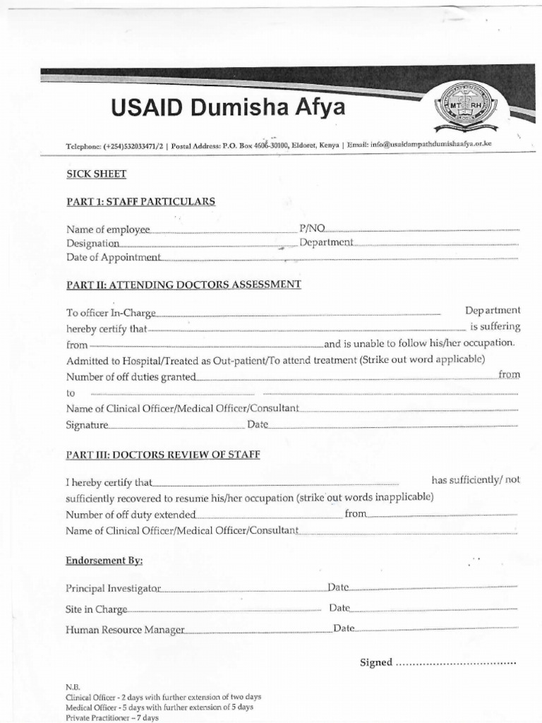 Sick Sheet 091748 | PDF