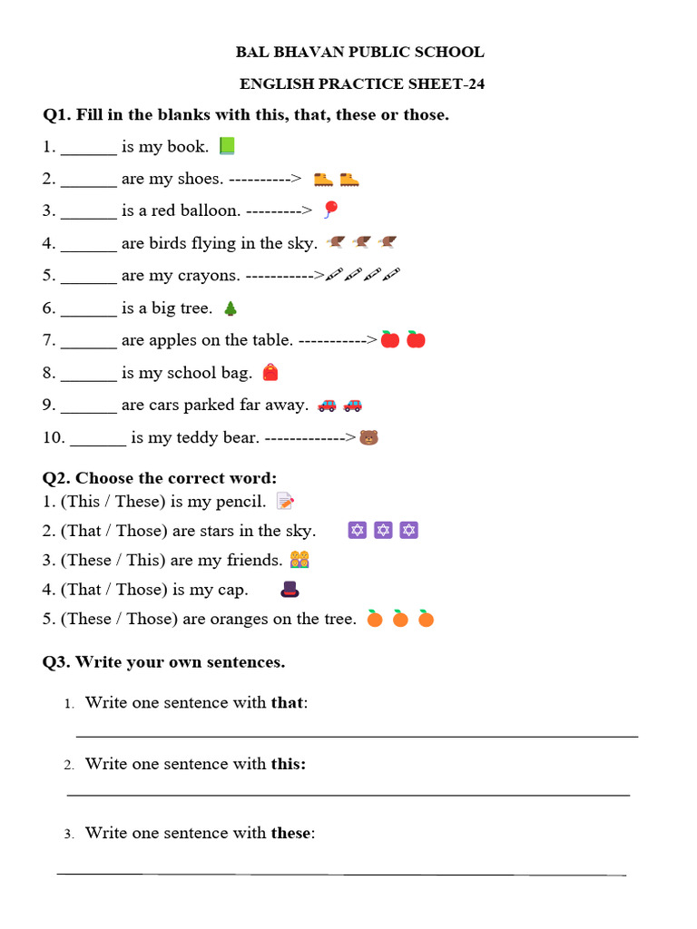 English Practice Sheet24 | PDF