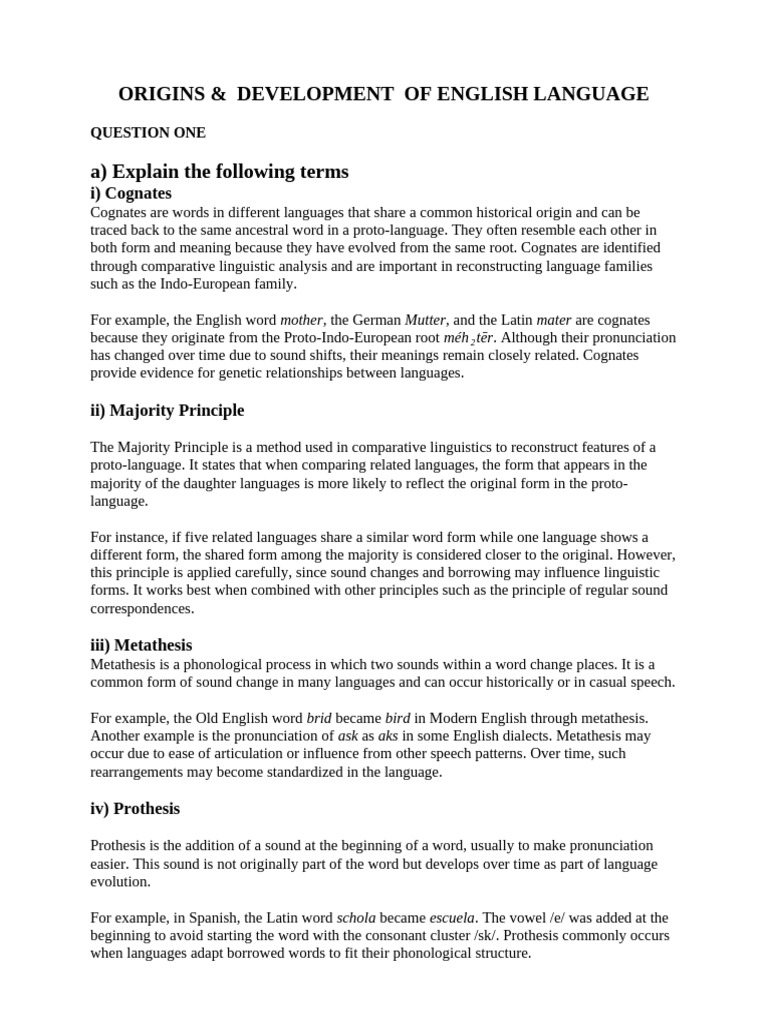 Origins & Development of English Language | PDF | English Language ...