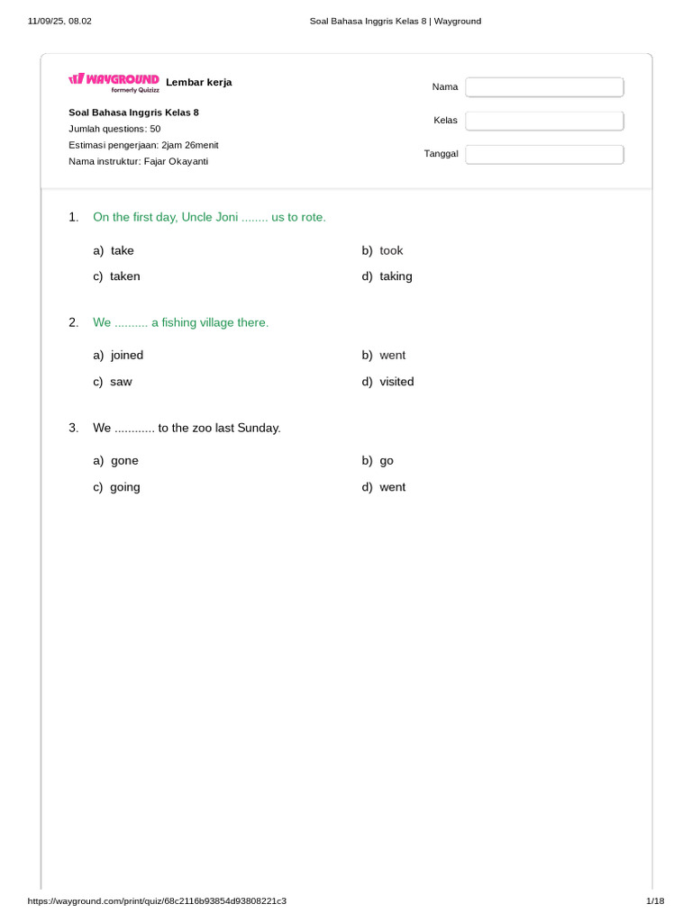 English Exam Grade 8 | PDF