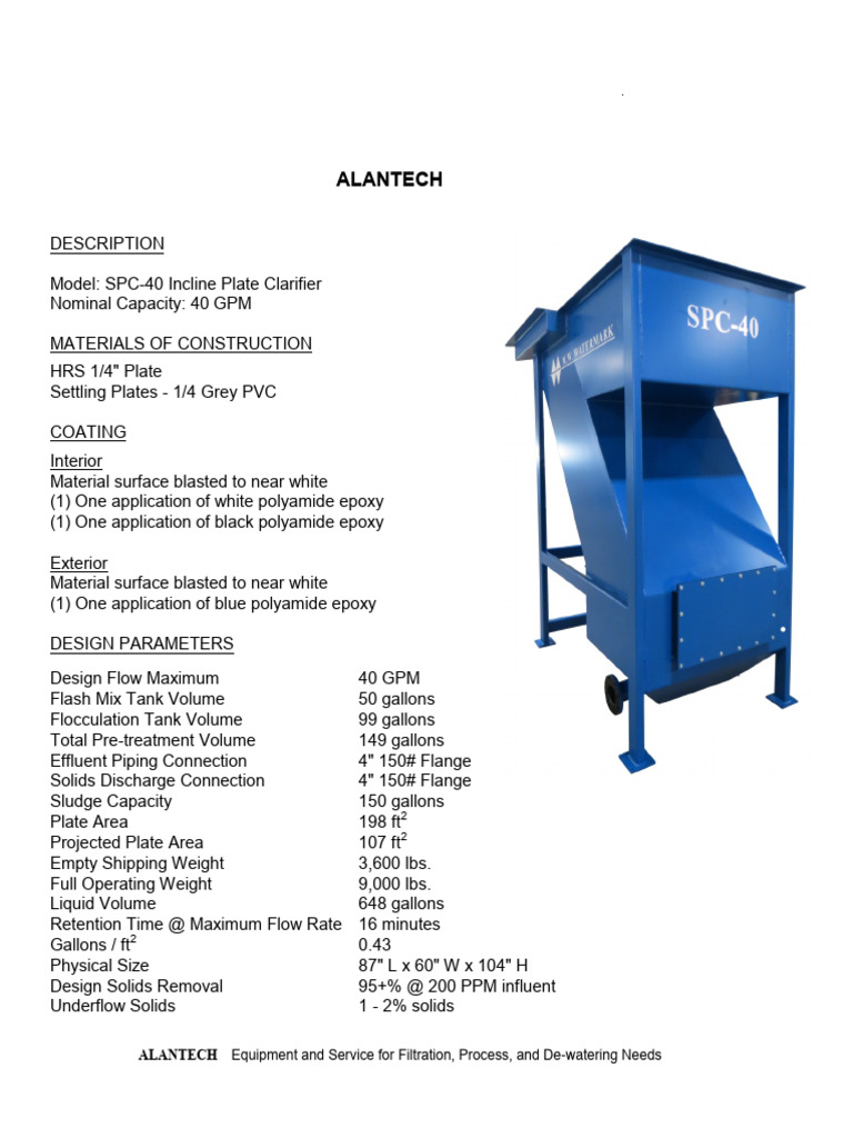 L00042 Clarifier SPC 40 | PDF