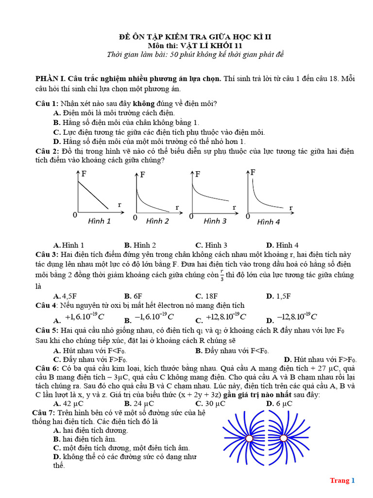 Đề 1 Gk II - Lớp 11 | PDF