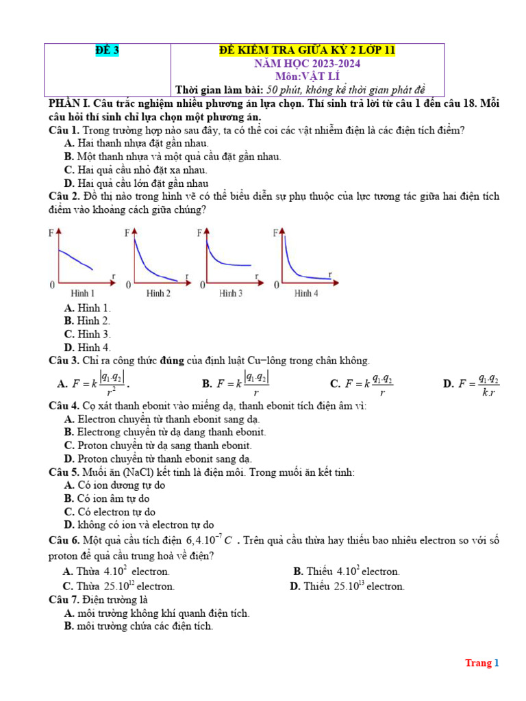 Đề 2 Gk II - Lớp 11 | PDF