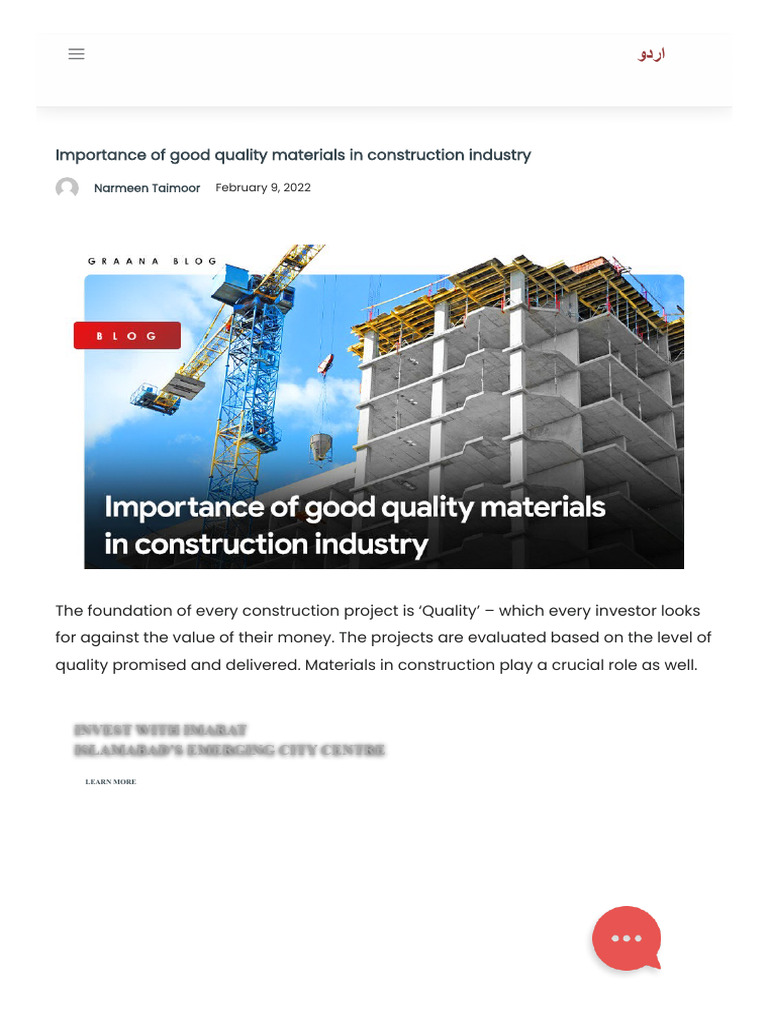 Importance of Good Quality Materials in Construction Industry _ Graana ...