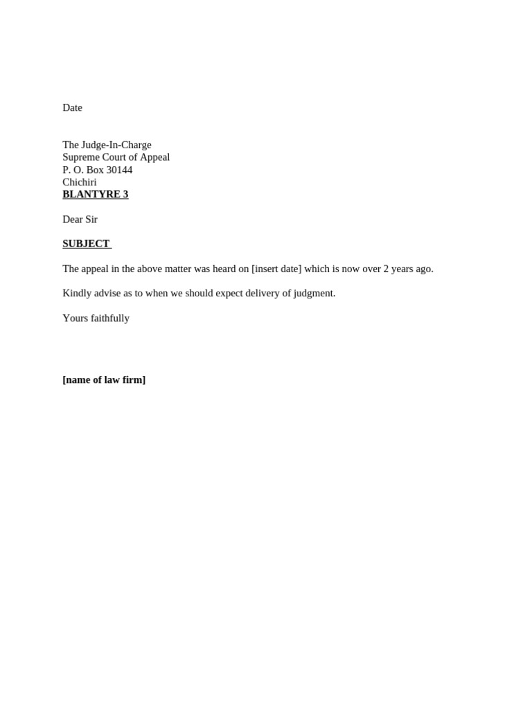 Letter To Court Reminder On Judgment | PDF
