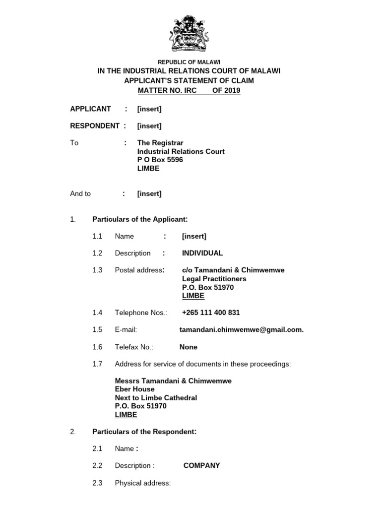IRC Form 1 | PDF | Justice | Crime & Violence