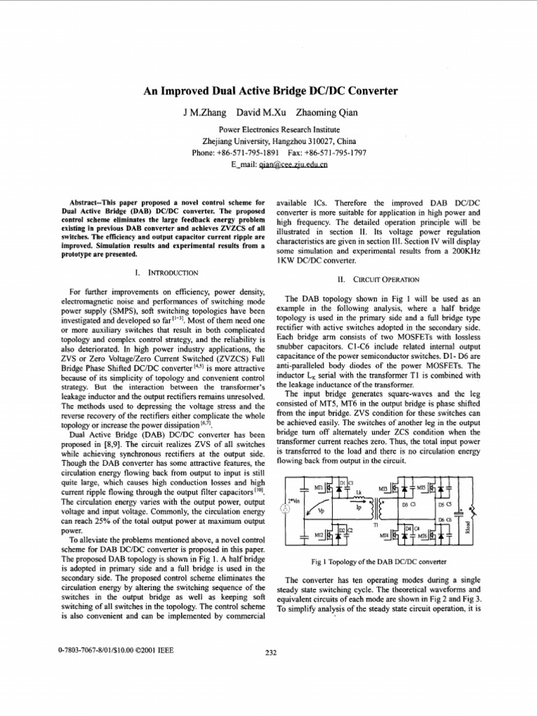 An Improved Dual Active Bridge DC DC Converter | PDF | Rectifier ...