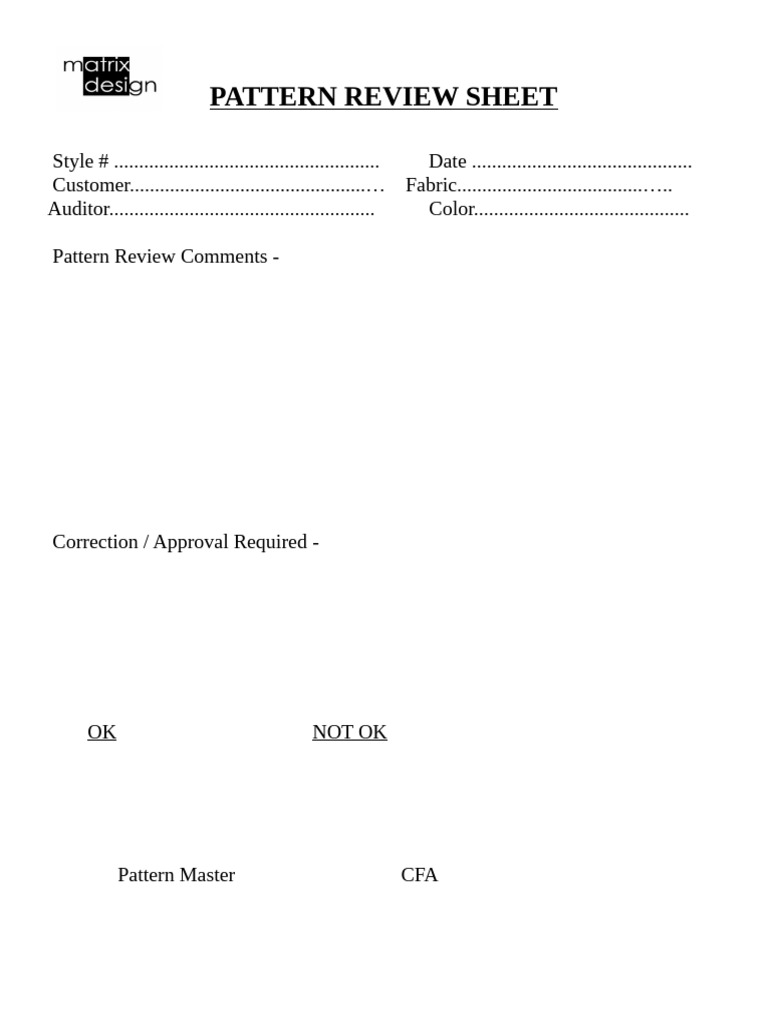 Pattern Review Sheet | PDF