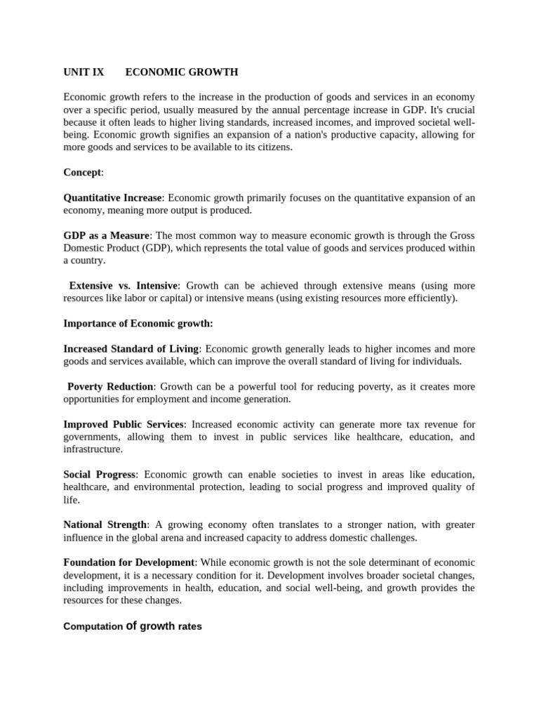 Unit 9 Economic Growth | PDF | Economic Growth | Gross Domestic Product