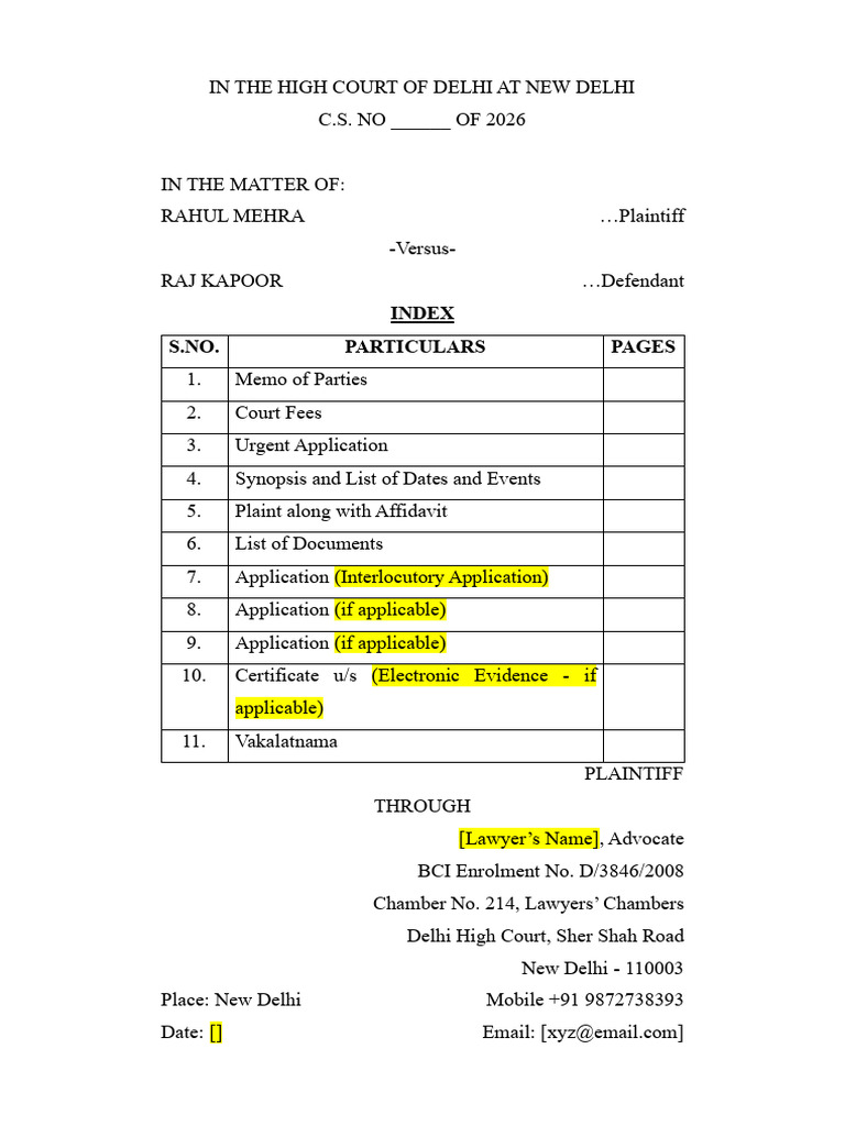 Plaint DPC | PDF | Affidavit | Advocate