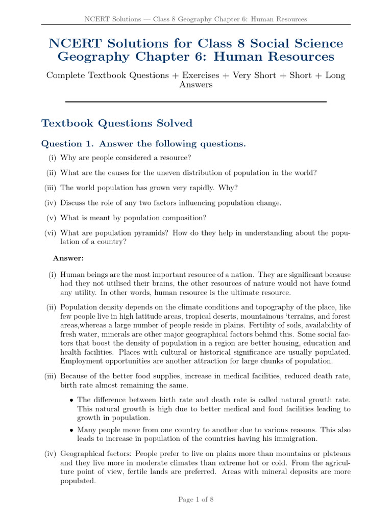 Geography Chapter 6 Human Resources | PDF | Earth Sciences
