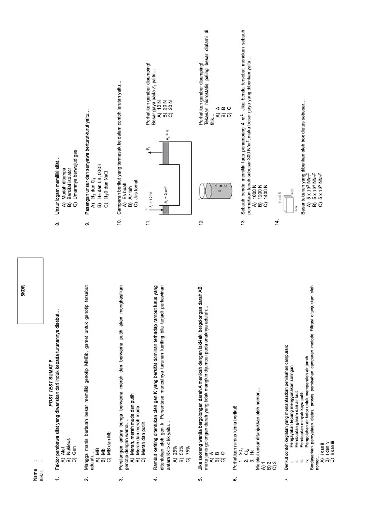4 Post Test Sumatif Ipa | PDF