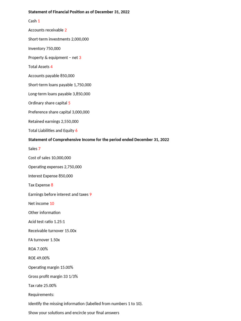 Financial Statements Reconstruction | PDF