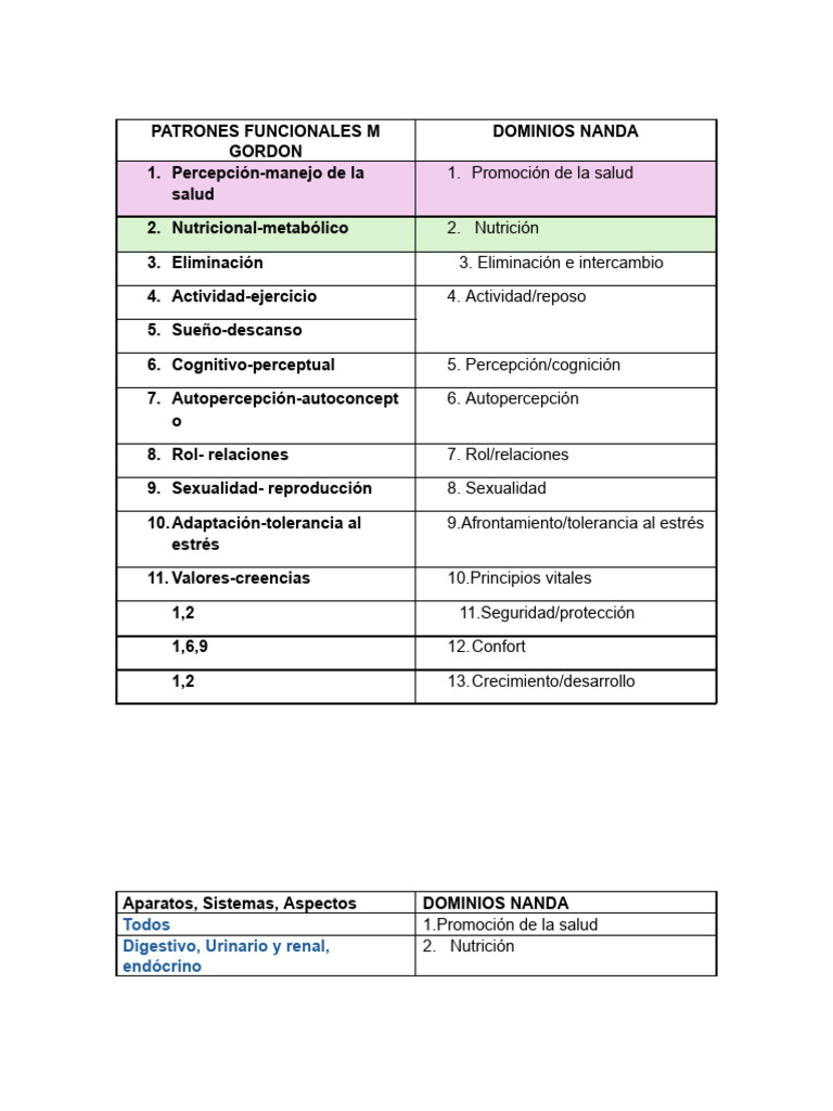 Tablas NANDA.docx | PDF