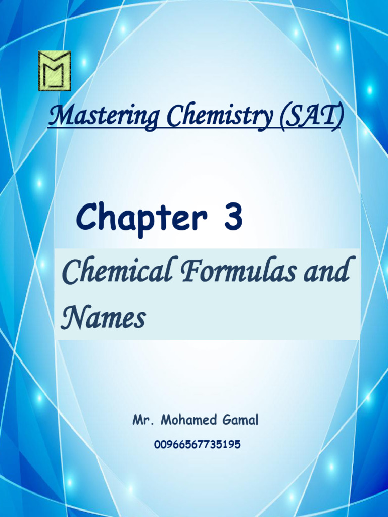 Mastering Chapter 3 Chemical Formulas | PDF | Ion | Chemical Compounds