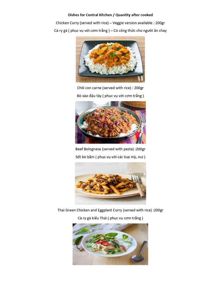 1.dishes For Central Kitchen (Translated) | PDF