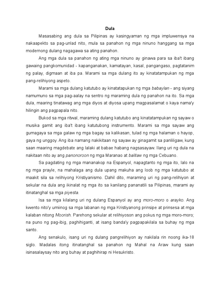 Ano Ang Dula | PDF