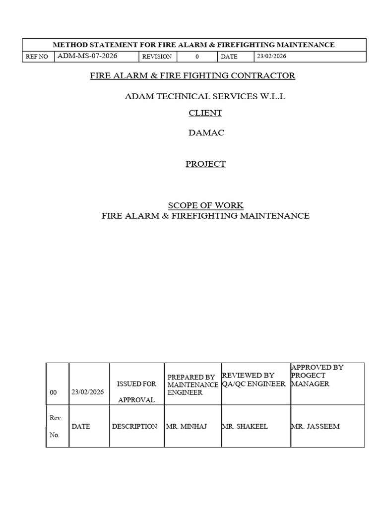 Method of Statement - DAMAC | PDF | Firefighting | Occupational Safety ...