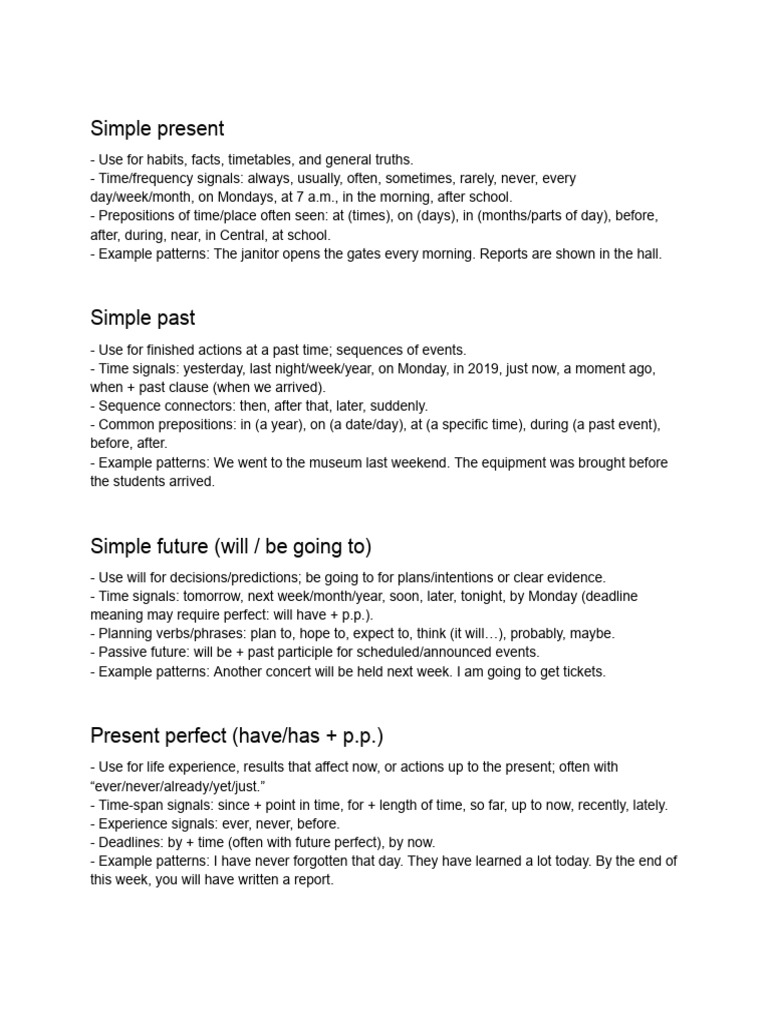 Tenses Notes | PDF | Grammatical Tense | Semantics