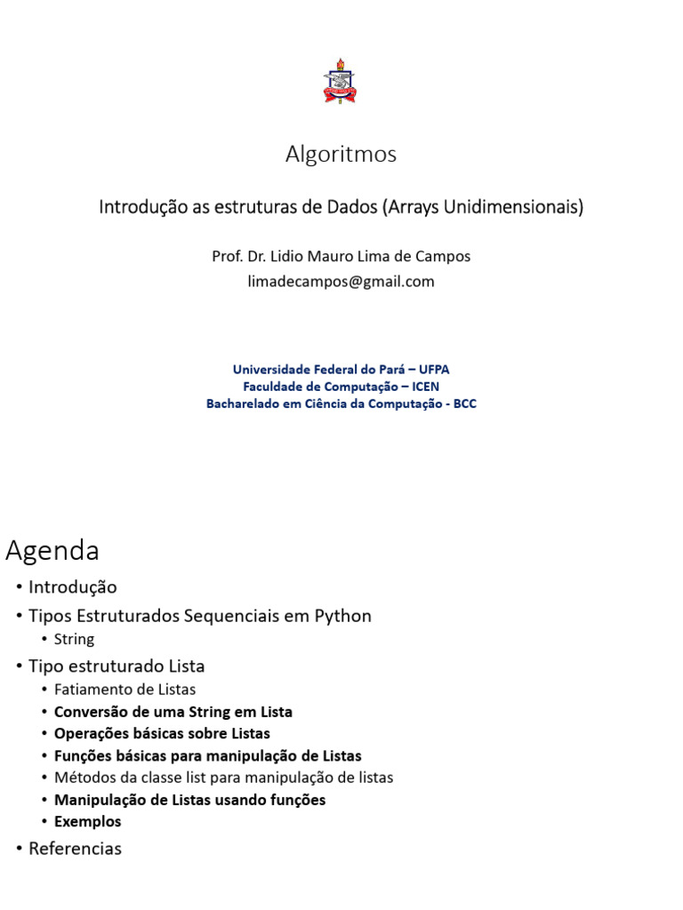 Arrays Unimensionais | PDF | Python (linguagem de programação) | String ...