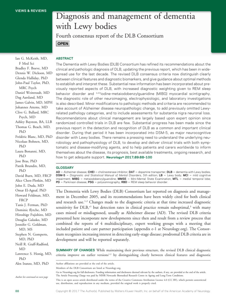 Diagnosis and Management of Dementia With Lewy Bodies | PDF | Medical ...