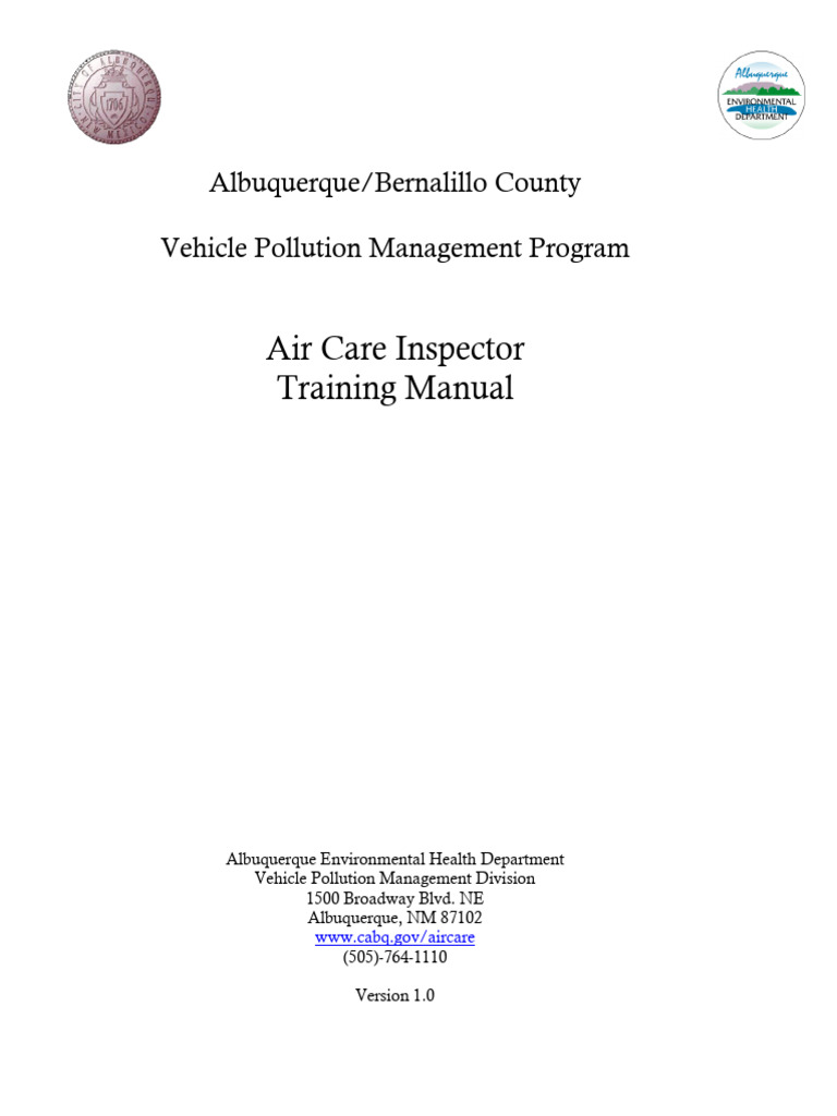 Inspector Training Manual Final Version 061614 | PDF | Exhaust Gas ...