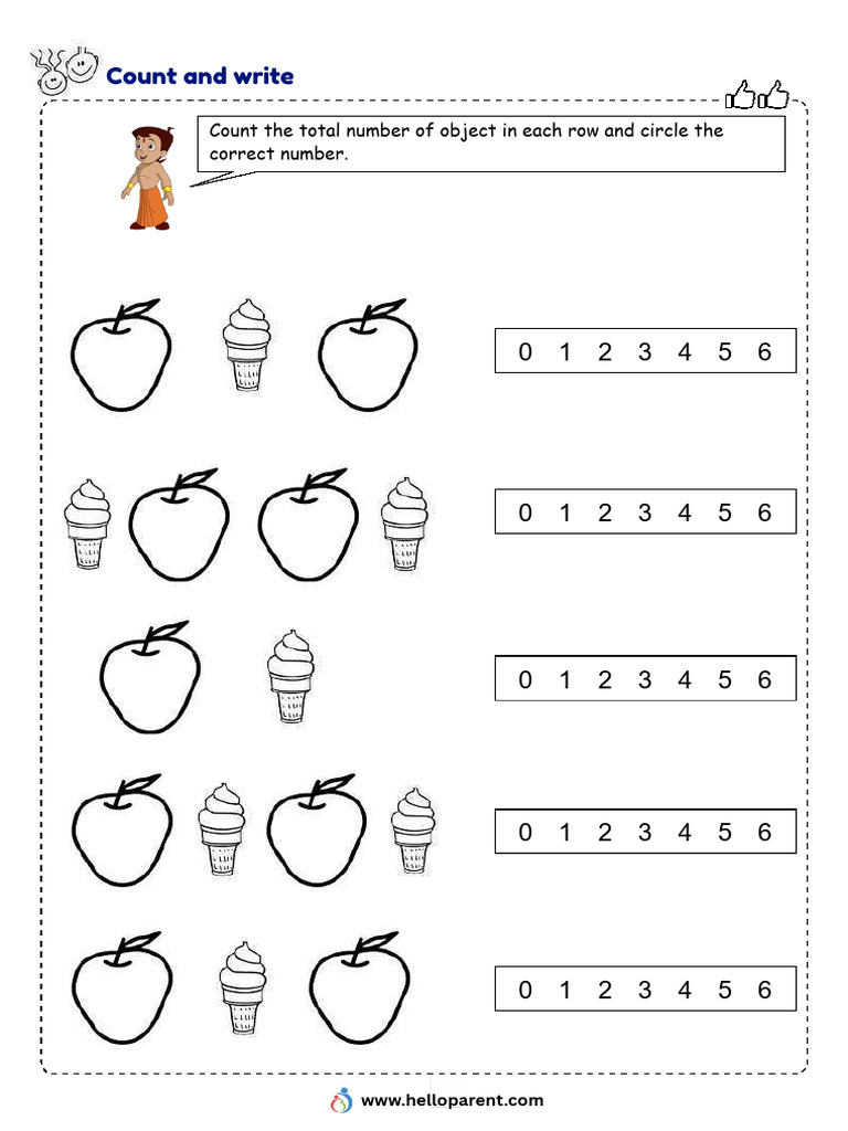 Maths Count Count 1 Nursery Worksheet | PDF