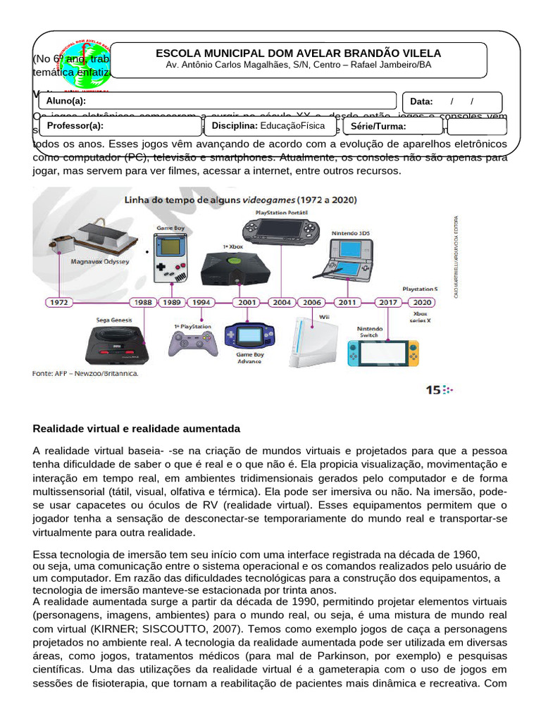 Jogos Eletrônicos | PDF | Realidade virtual | Realidade aumentada