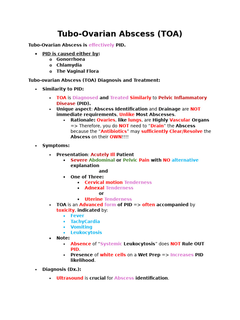 Tubo-Ovarian Abscess (PID) | PDF | Diseases And Disorders ...