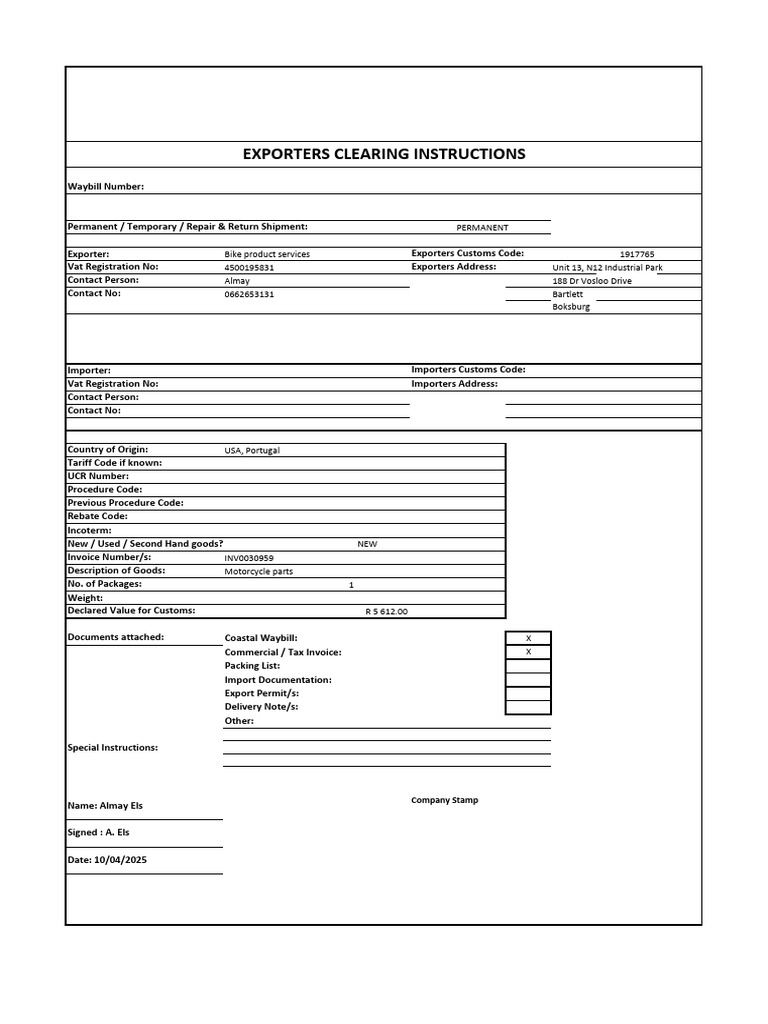 253 Moto Clearing Form BPS - PDF P00589 | PDF