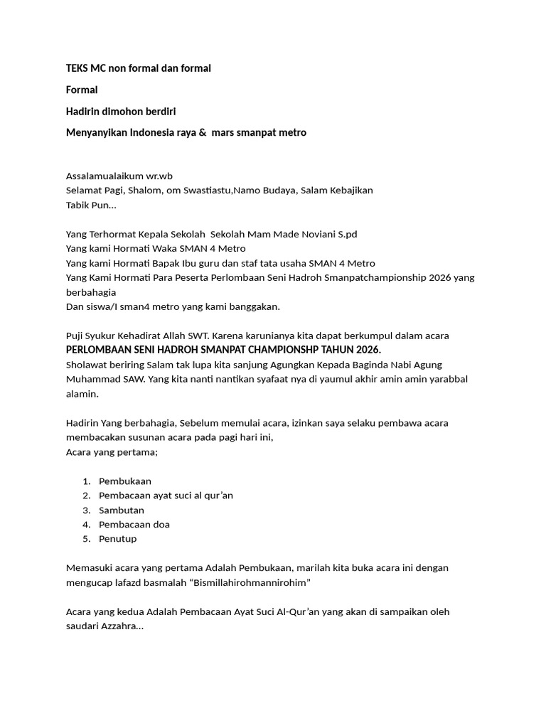 TEKS MC Non Formal Dan Formal | PDF