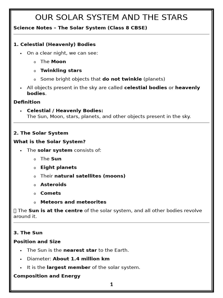 Our Solar System and The Stars | PDF | Planets | Meteoroid