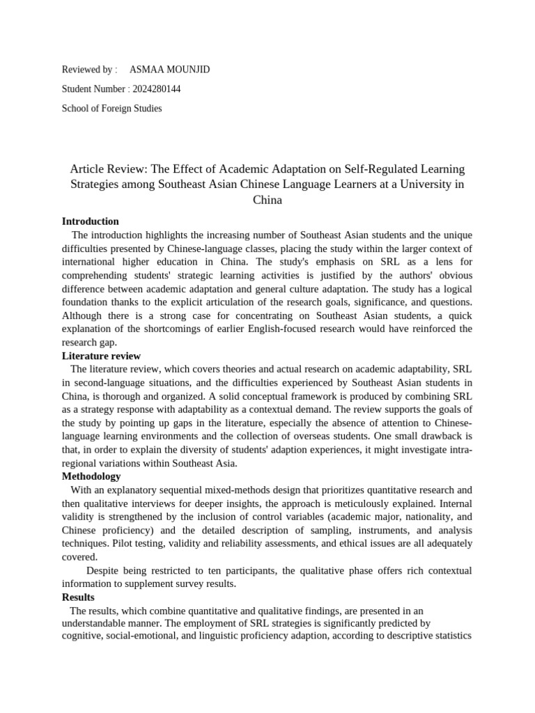 Article Review Document | PDF | Qualitative Research | Cognition
