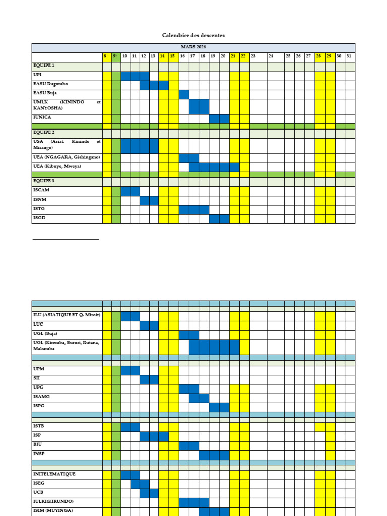 Calendrier - Evaluation-Institutionelle D'aq Dans Les Ies - Validé 01 ...