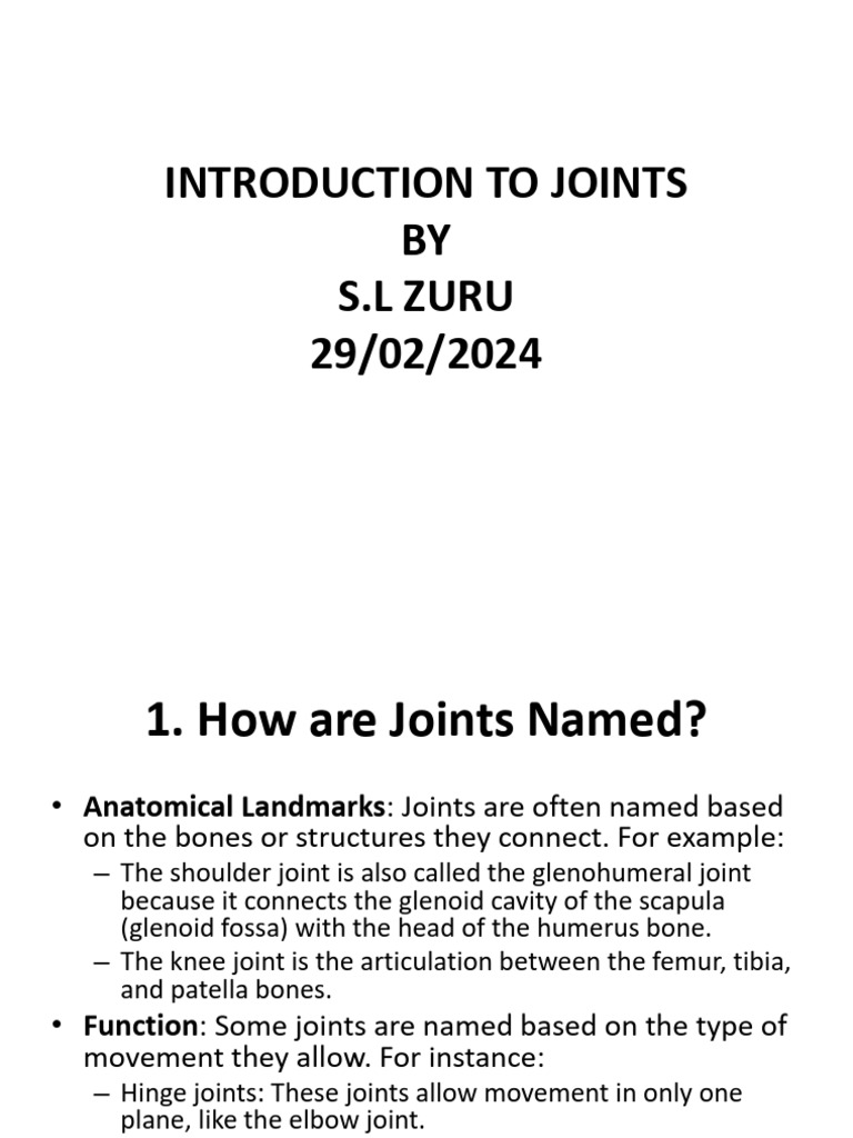 6. Introduction to Joints | PDF | Anatomical Terms Of Motion | Joint