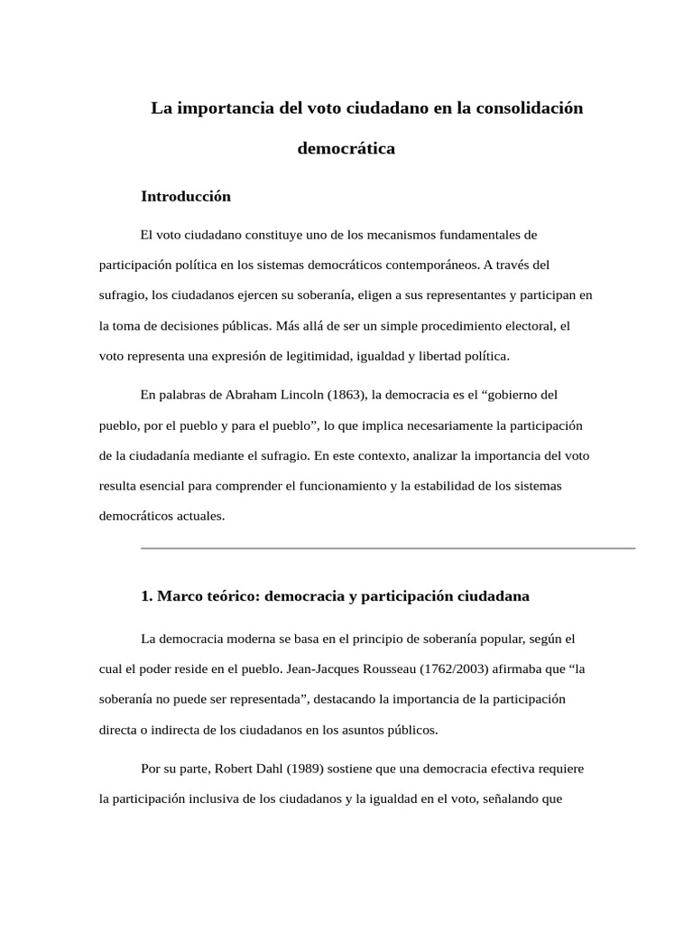 La Importancia Del Voto Ciudadano | PDF | Democracia | Ideologías políticas