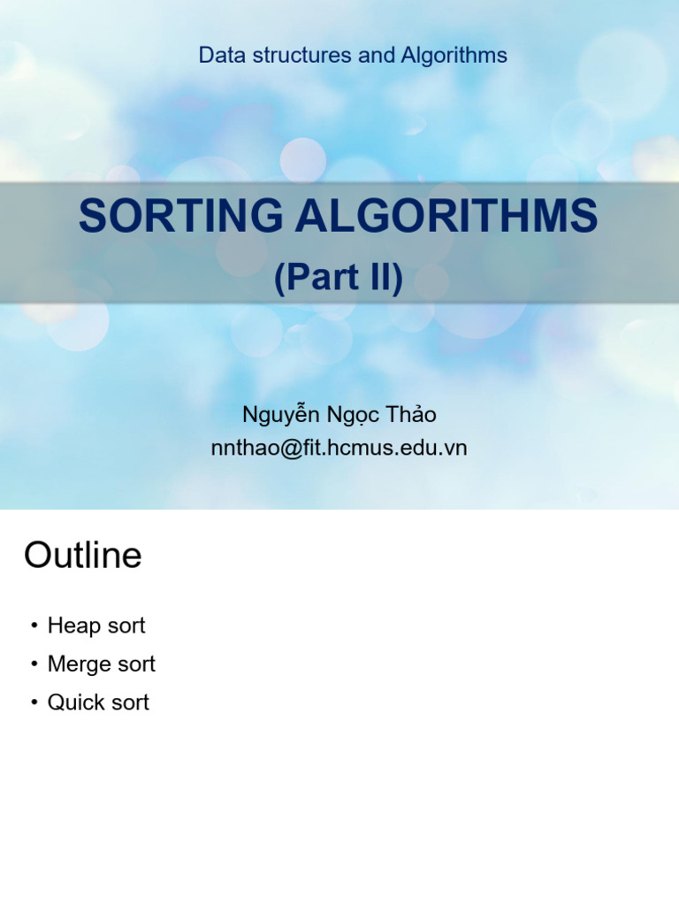 2026 CSC10004 Lecture04 SortingAlgorithms P2 Onlogn (1) | PDF ...