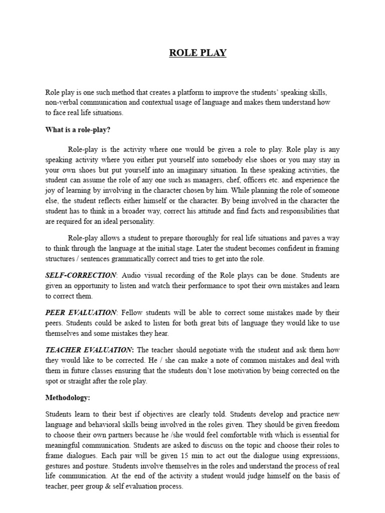 Role Play | PDF | Communication | Cognition