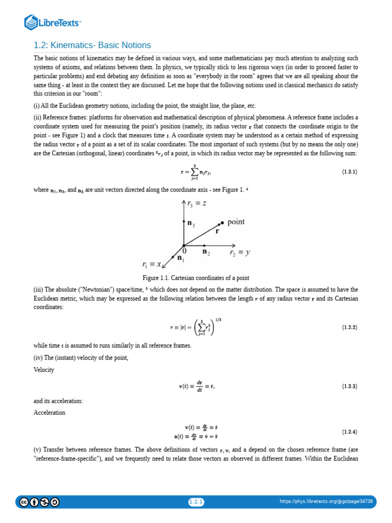 1.02 Kinematics - Basic Notions | PDF | Vector Space | Euclidean Space