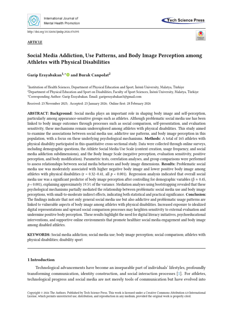 Social Media Addiction Use Patterns and Body Image | PDF | Body Image ...
