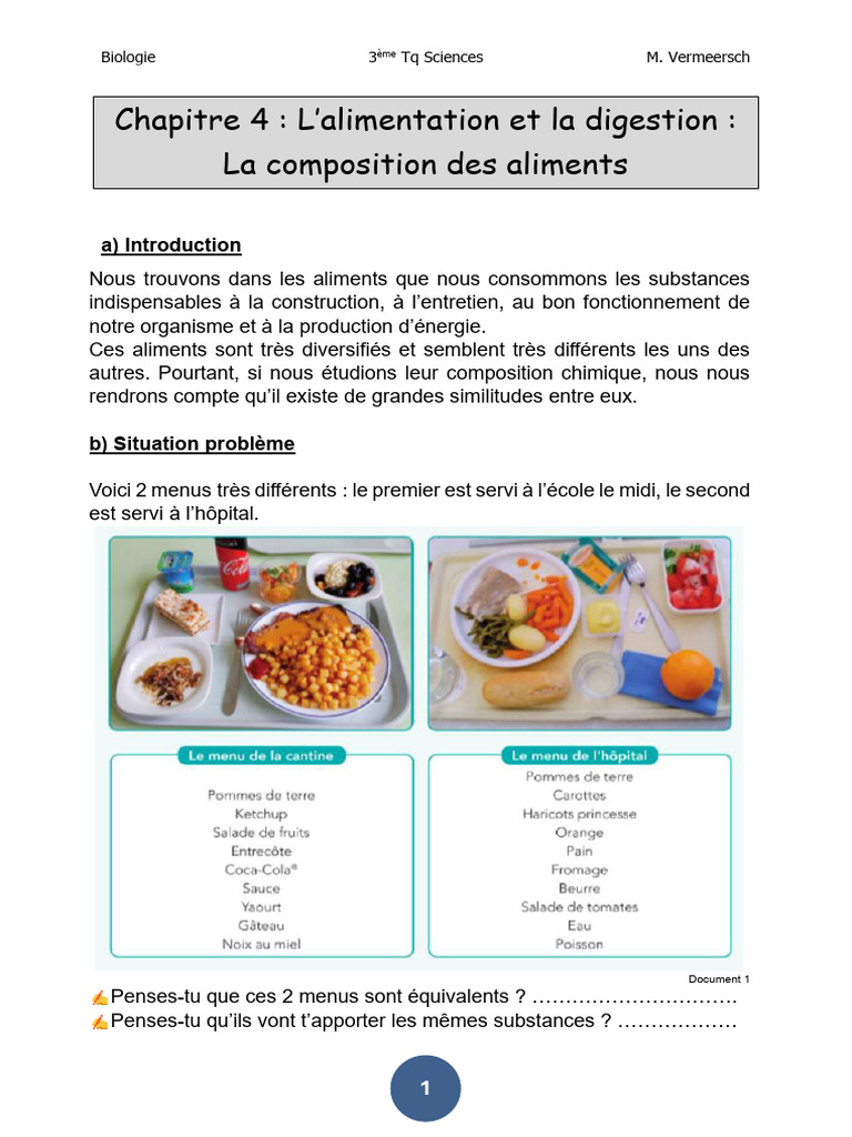 Chapitre 4 La Composition Des Aliments Eleve | PDF | Lipide | Glucide