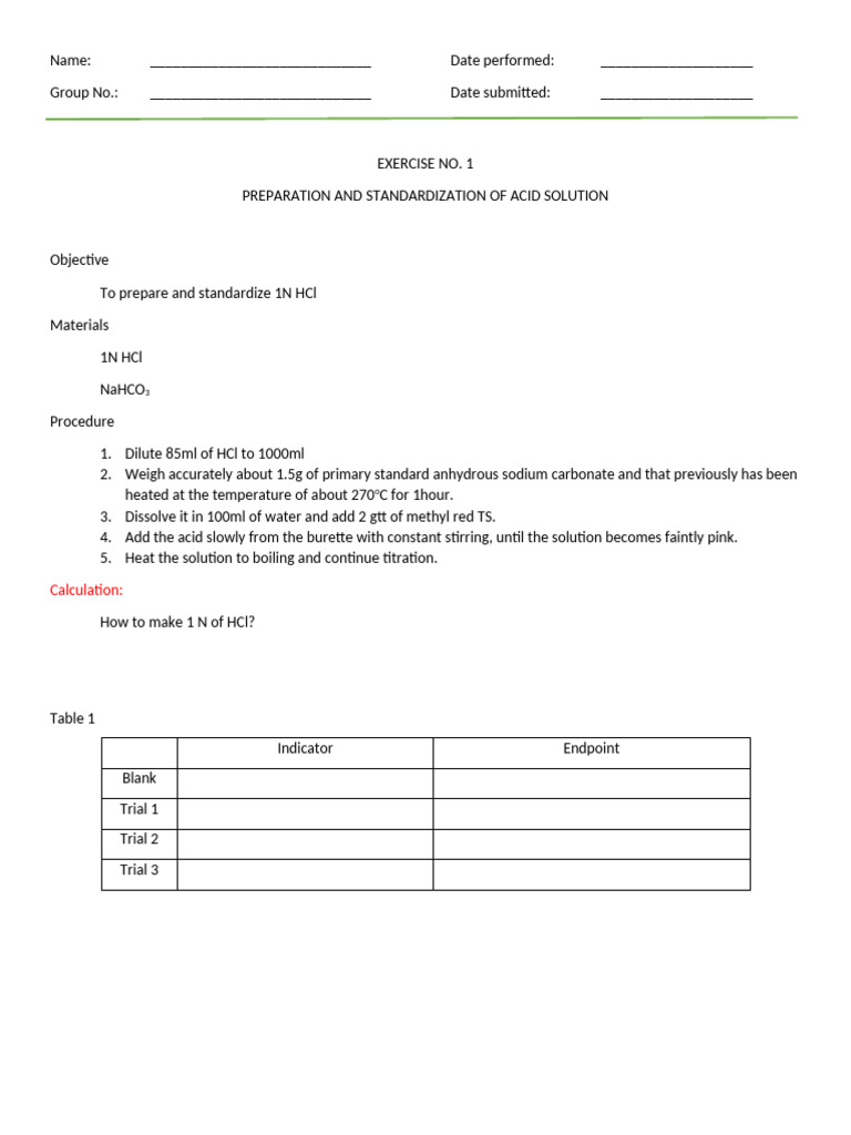 Lab 1 | PDF | Titration | Chemistry