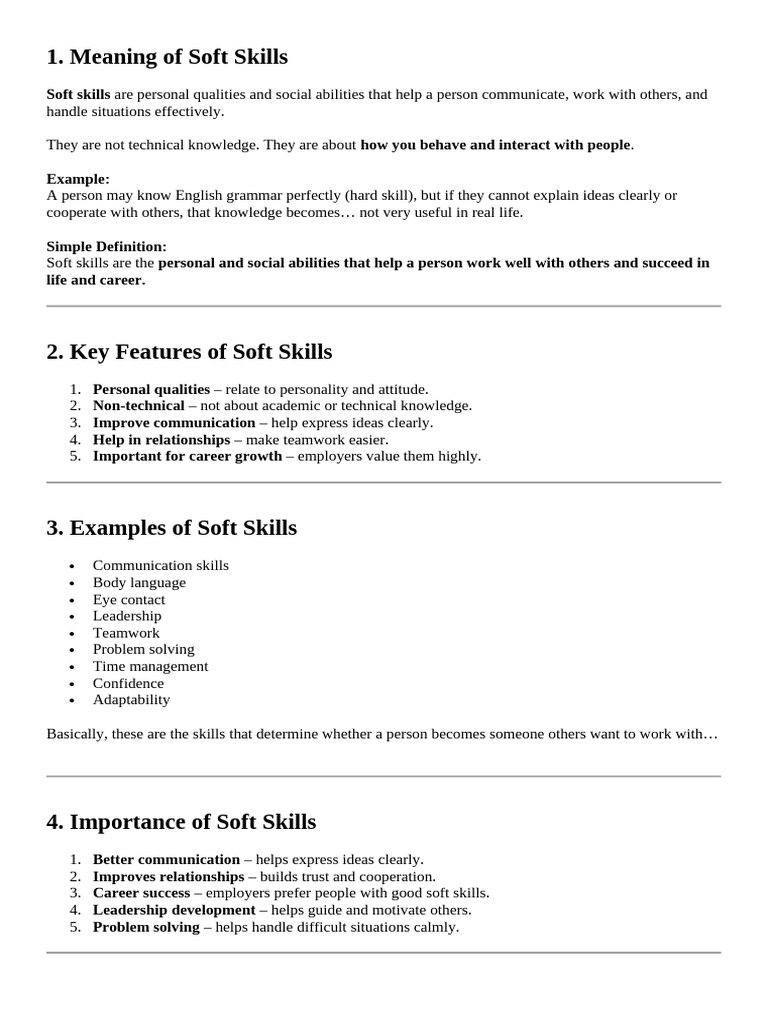 Soft Skills - Sec Note 1 | PDF