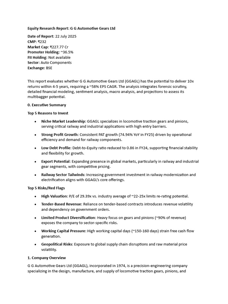 Equity Research Report - GG Auto | PDF | Rail Transport | Locomotives